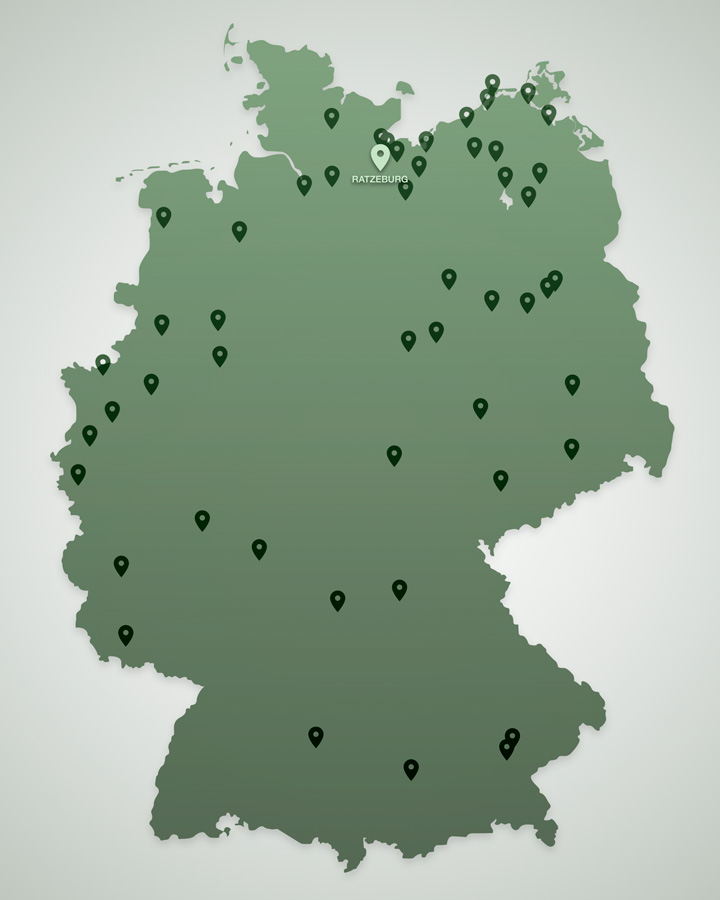 Grafik: Standorte der Servicestationen in Deutschland